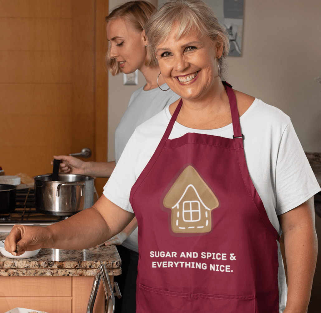 Woman with custom Christmas apron
